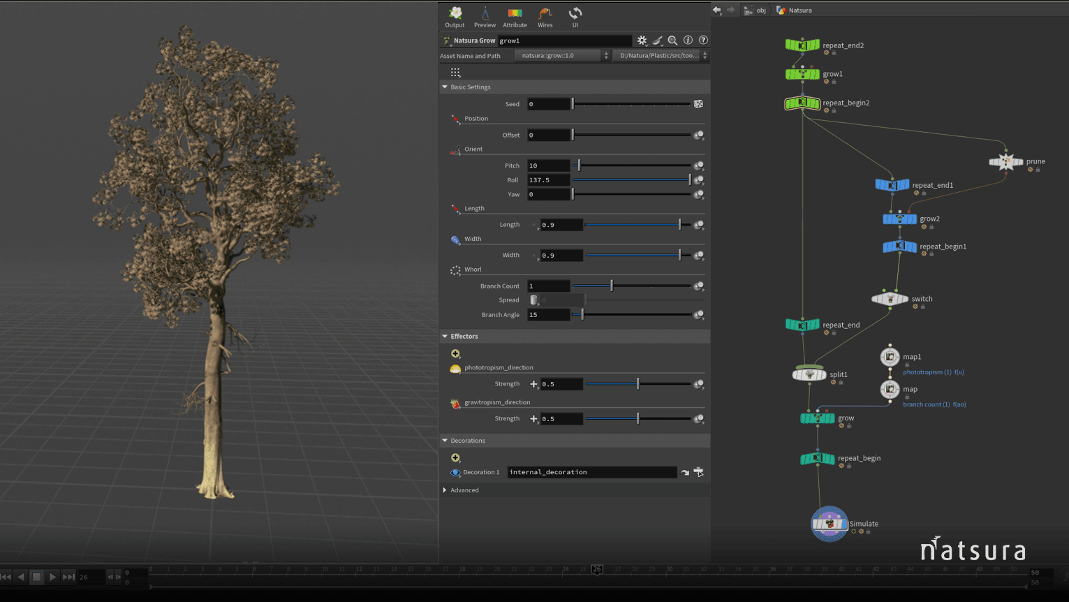 Natsura node graph and viewport