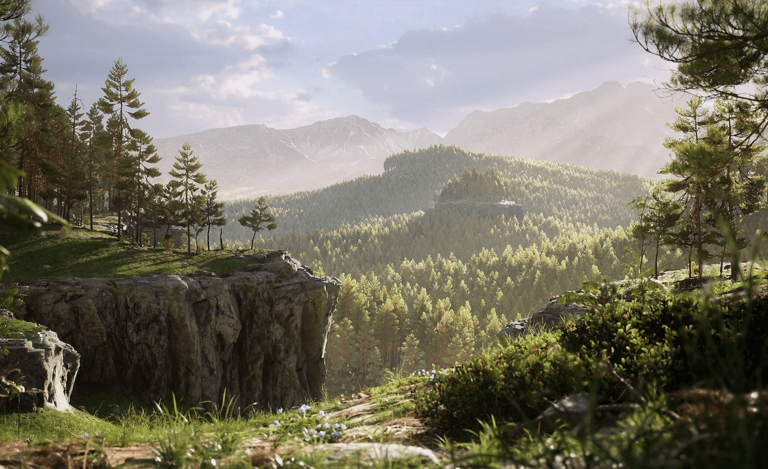 RealBiomes pine biome with procedural game foliage