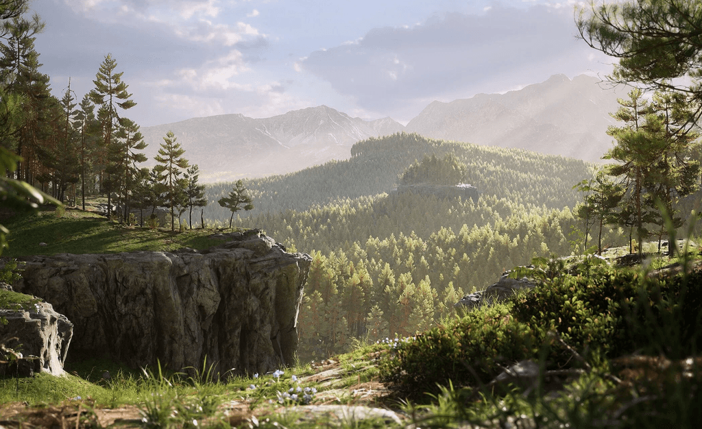 RealBiomes pine biome with procedural game foliage