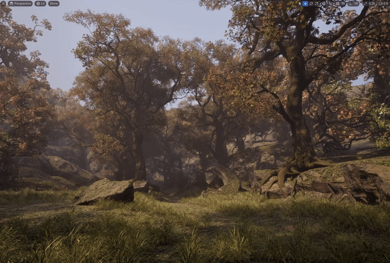 Houdini Engine foliage tools running live in Unreal Engine