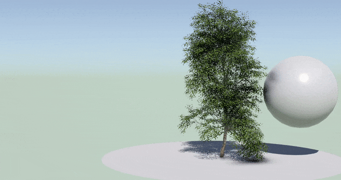 Procedural plant growth simulation reacting to light and shade