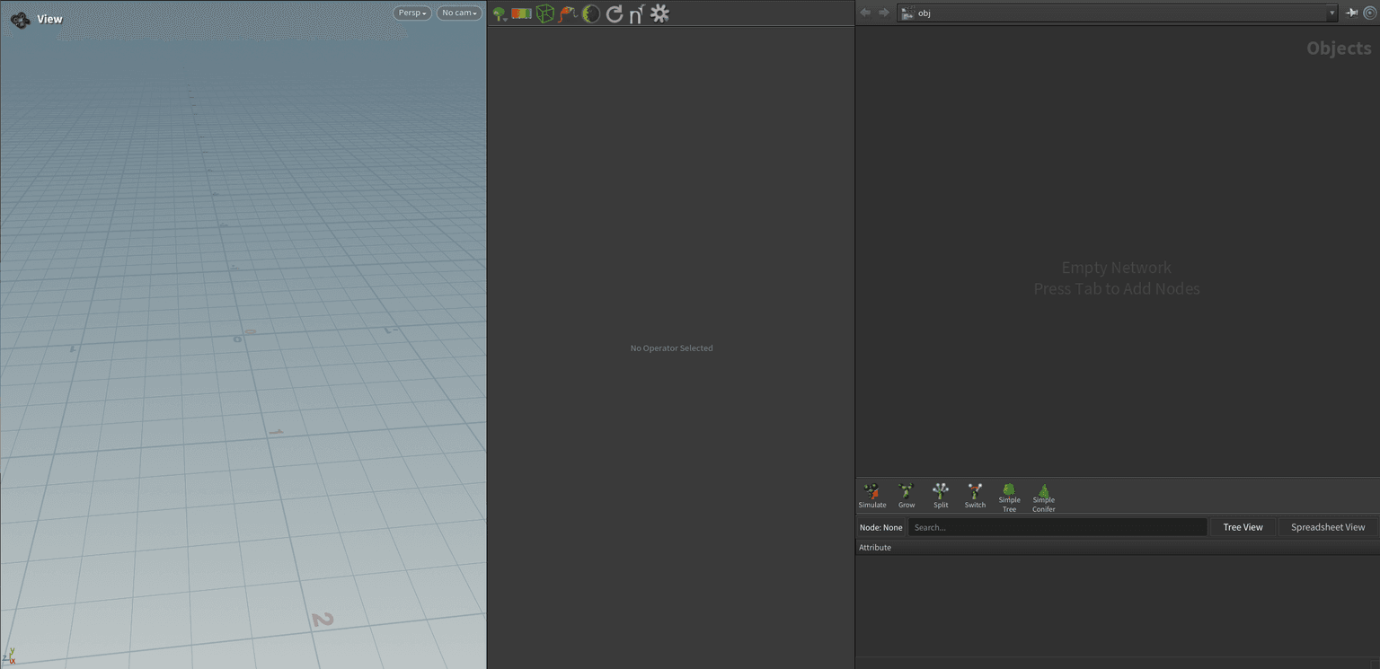 Natsura Houdini interface for foliage and plant control