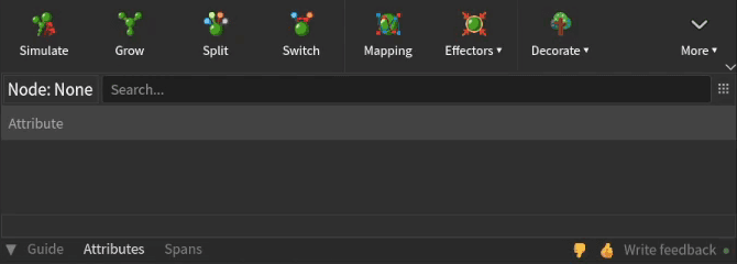 The Natsura workspace: the toolbar above the Guide, Attributes and Spans tabs